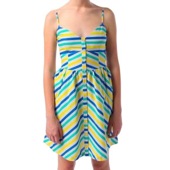 Cooperative by Urban Outfitters Striped Sundress - Yellow/Blue/Green - Small - Picture 1 of 11